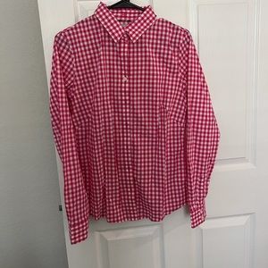 Pink and white plaid dress shirt